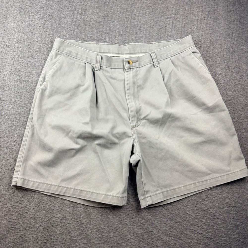 Timber Creek by Wrangler Pleated Chino Shorts Mens 38 Gray Cotton Casual 47914SG